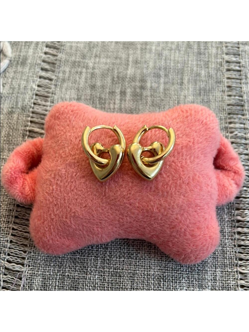 Gold-Tone Heart Hoop Earrings